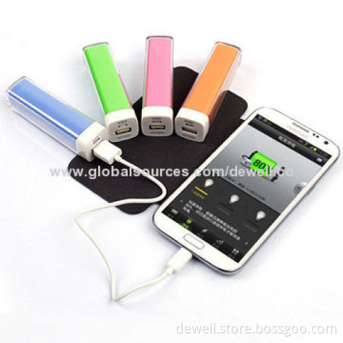 Multi-color Portable Mini Chargers for iPhone, iPad, Samsung, 2,600/2,200mAh, Plastic Case